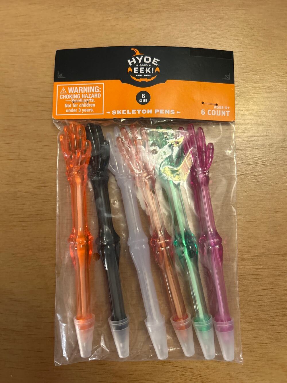New Hyde and Eek 6pc Skeleton 💀Pens Assorted Colors Halloween Givys🎃👻 size 6”